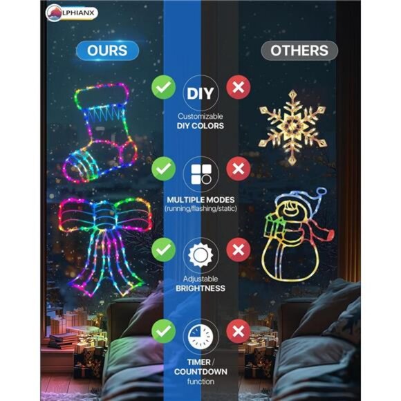 4 Pack Smart Christmas Window Lights, Christmas Window Silhouette Lights - Picture 3 of 7